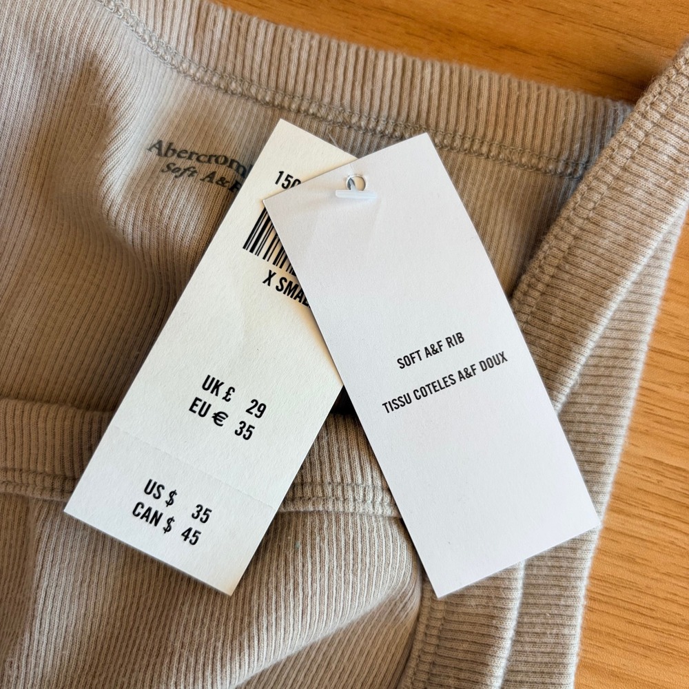 NWT Abercrombie & Fitch Soft Ribbed Tank Top High Neck Grey XS New - Picture 3 of 4
